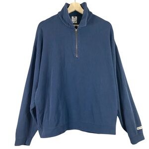 Vintage Men’s Columbia 1/4 Zip Pullover Navy Blue Ribbed Sweater Size Large